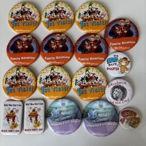 Lot of 17 Vintage Pin Back Buttons – Mostly Disney (3 Non-Disney)